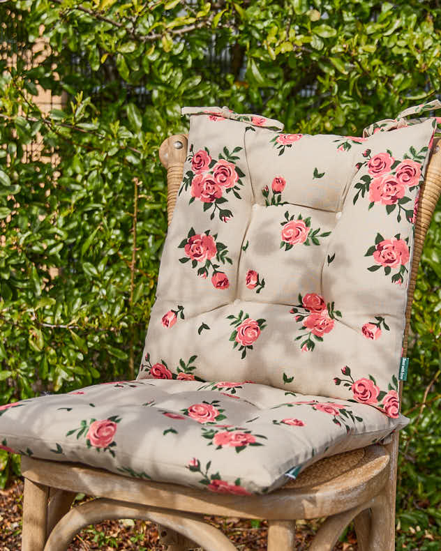 Seat Pads Set of 2 Round Seat Pads - Vintage Rose Garden Cushion Collection