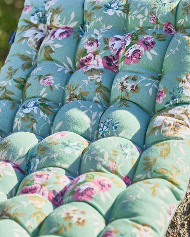 Green Floral Outdoor Bench Mattress