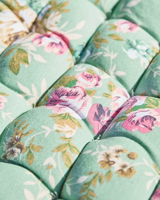 Green Floral Outdoor Bench Mattress