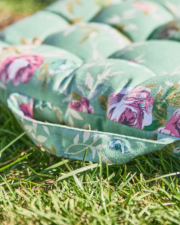 Green Floral Outdoor Bench Mattress