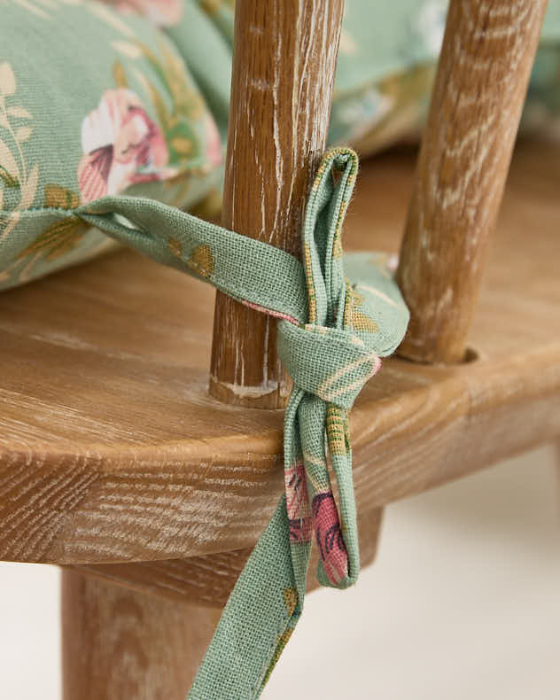 Set of 2 Green Floral Indoor Seat Pads