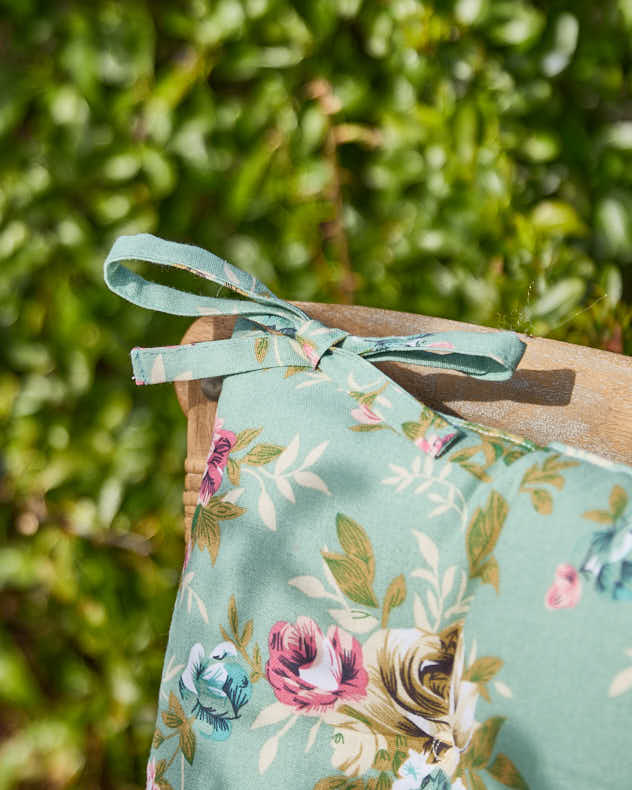 Seat Pads - Set of 2 Green Floral Outdoor Seat Pads