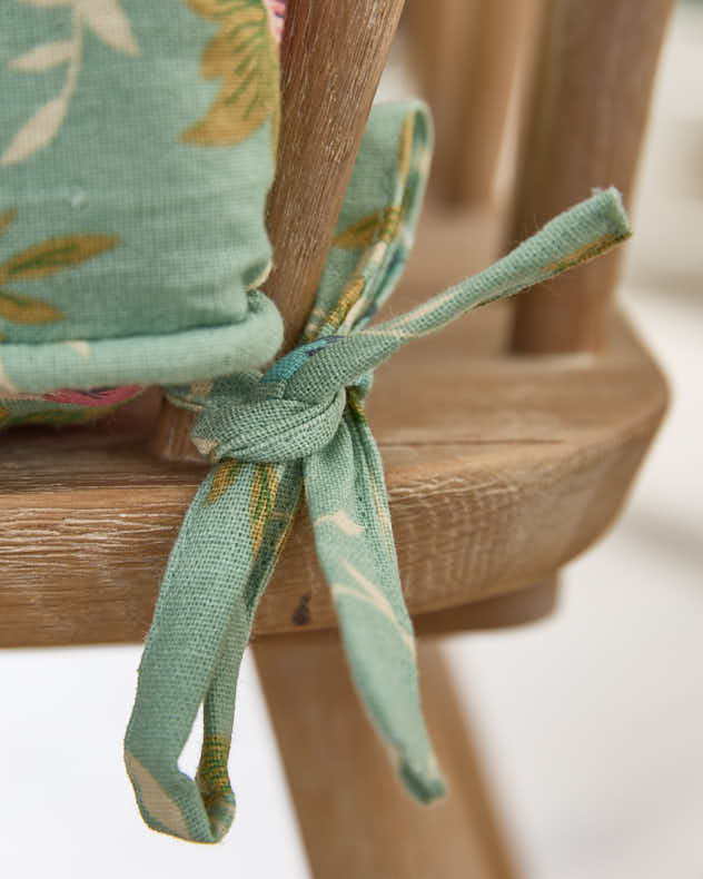Set of 2 Green Floral Indoor Seat Cushions