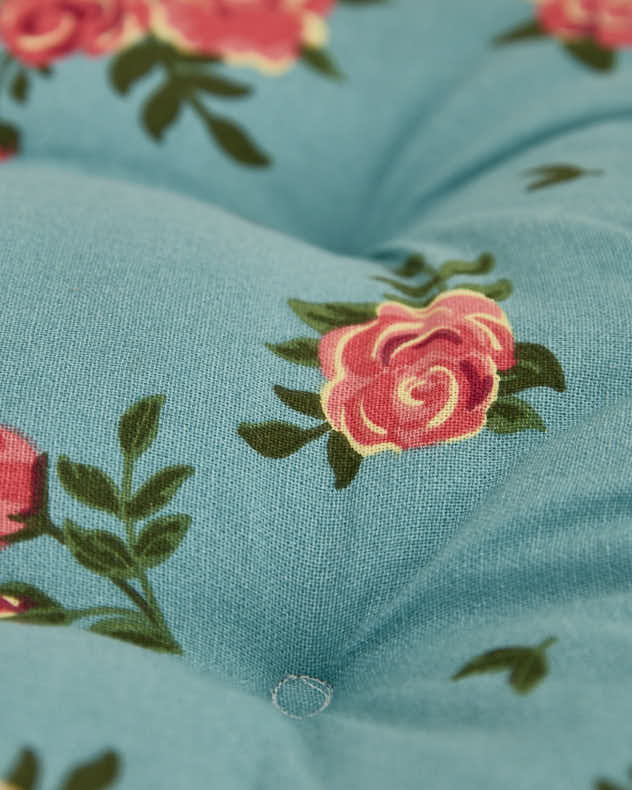 Set of 2 Blue Rose Indoor Seat Pads