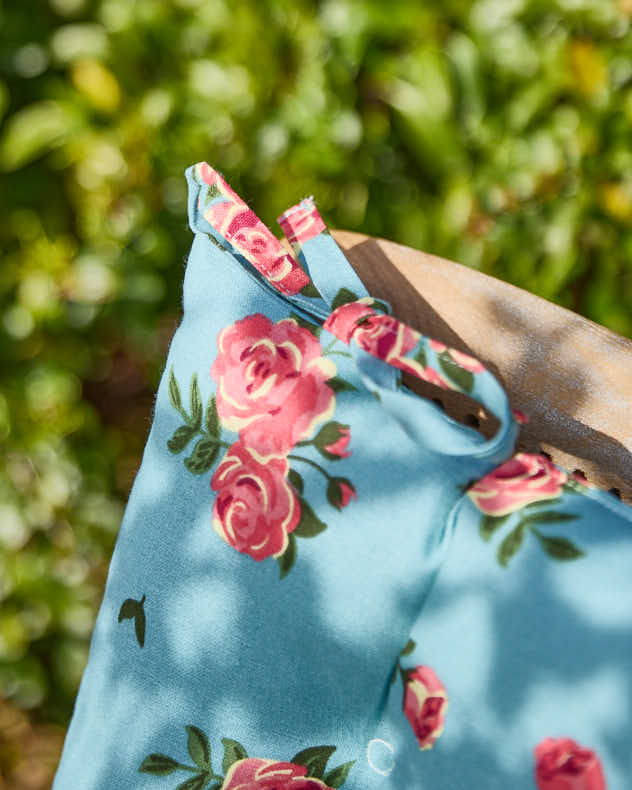 Seat Pads - Set of 2 Blue Rose Garden Seat Pads