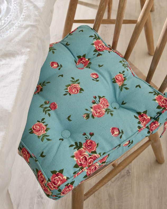 Set of 2 Blue Rose Indoor Seat Cushions