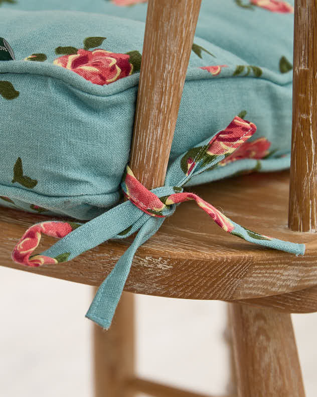 Set of 2 Blue Rose Indoor Seat Cushions