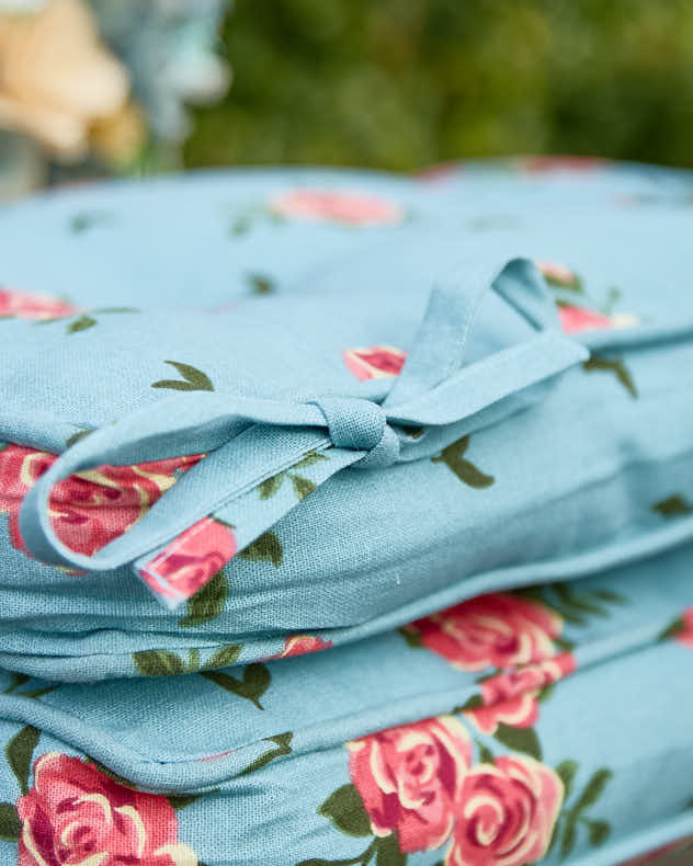 Seat Pads - Set of 2 Blue Rose Outdoor Seat Cushions