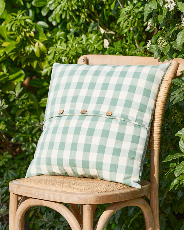 Seat Pads Grey Gingham Scatter Cushion - Gingham Garden Cushion Collection