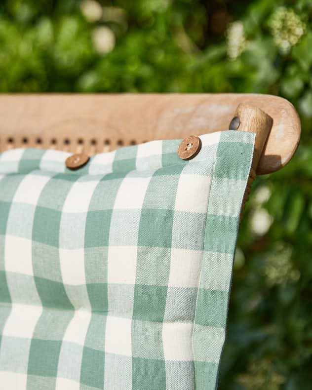 Lot de 2 coussins de siège de jardin à carreaux verts