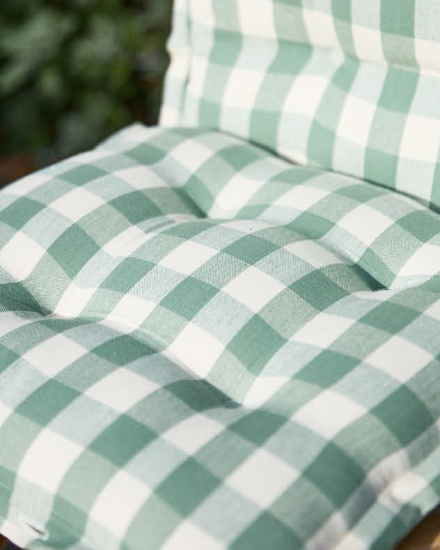 Lot de 2 coussins de siège de jardin à carreaux verts