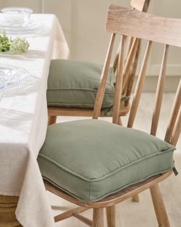 Set of 2 Olive Green Indoor Seat Cushions