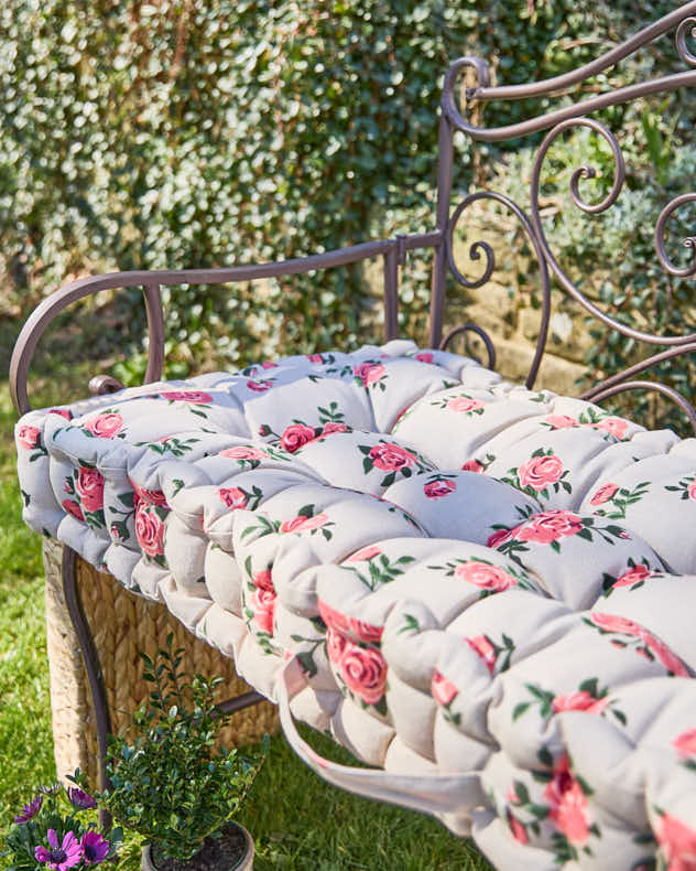 Vintage Rose Garden Bench Cushion