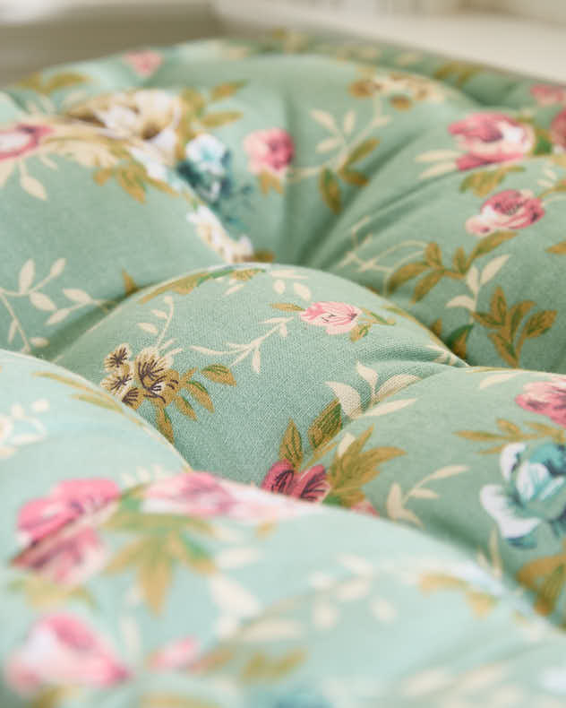 Green Floral Indoor Bench Cushion