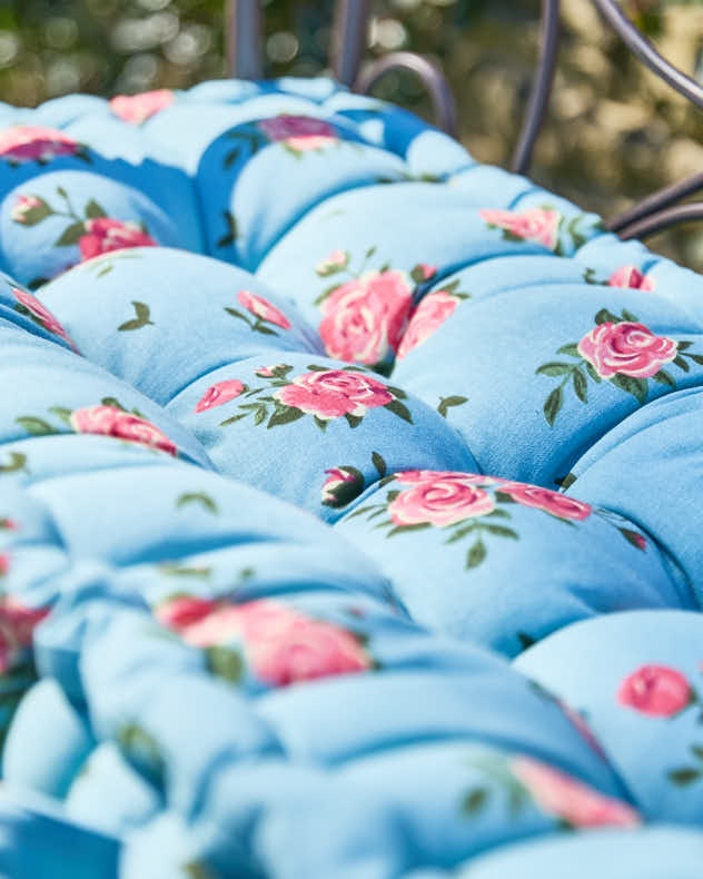 Blue Rose Garden Bench Cushion