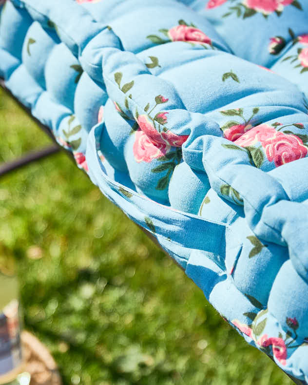 Garden Bench Cushion - Blue Rose Garden Bench Cushion