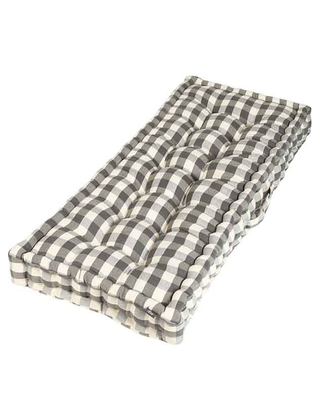 Grey Gingham Indoor Bench Cushion