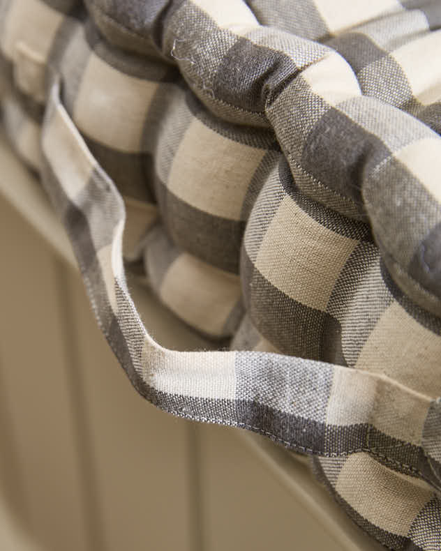 Grey Gingham Indoor Bench Cushion