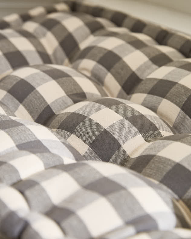 Grey Gingham Indoor Bench Cushion