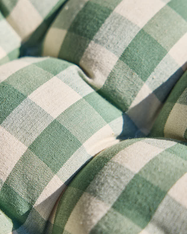 Green Gingham Garden Bench Cushion