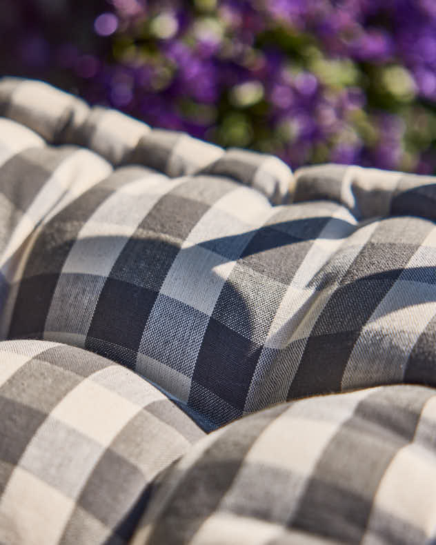 Garden Bench Cushion - Grey Gingham Garden Bench Cushion