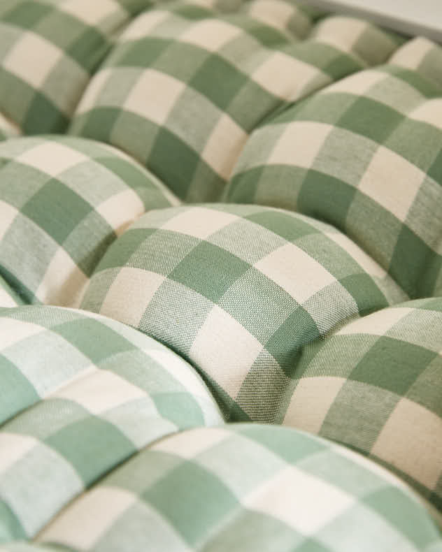 Green Gingham Indoor Bench Cushion