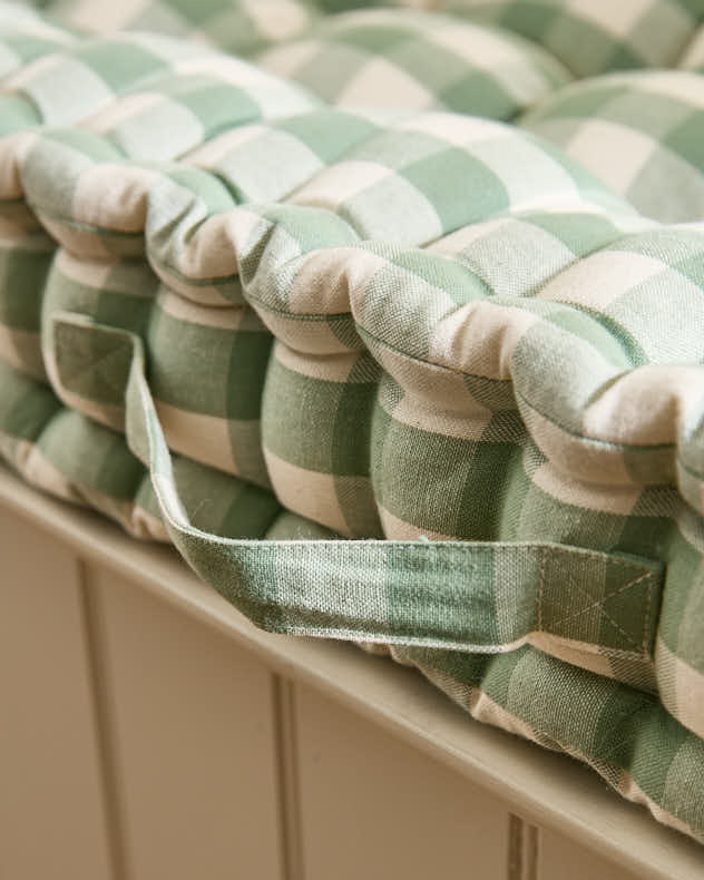 Green Gingham Indoor Bench Cushion
