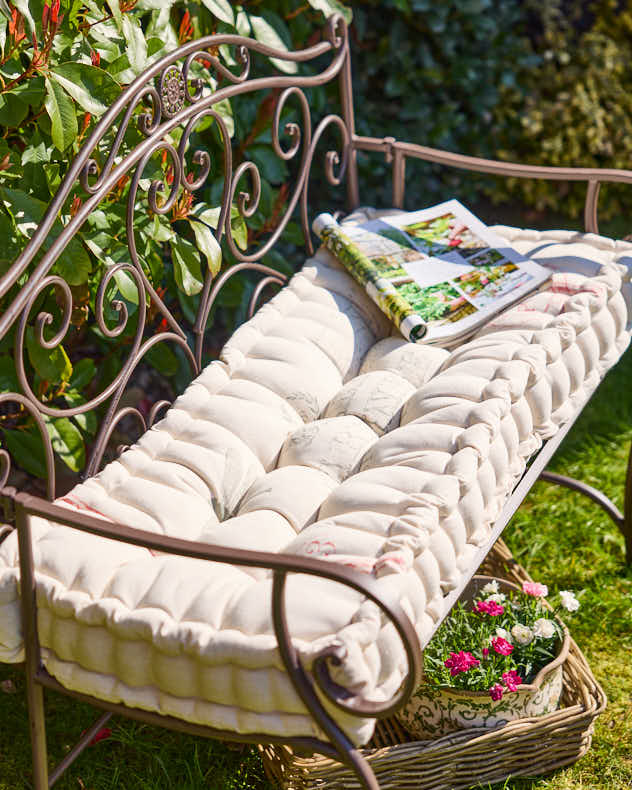 Dragonfly Red Striped Bench Cushion