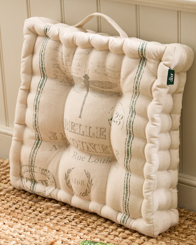 Natural & Green & Grey 100% Cotton & Polyester Home Living Seat Pads - Belle Jardinere Green Indoor Box Cushion