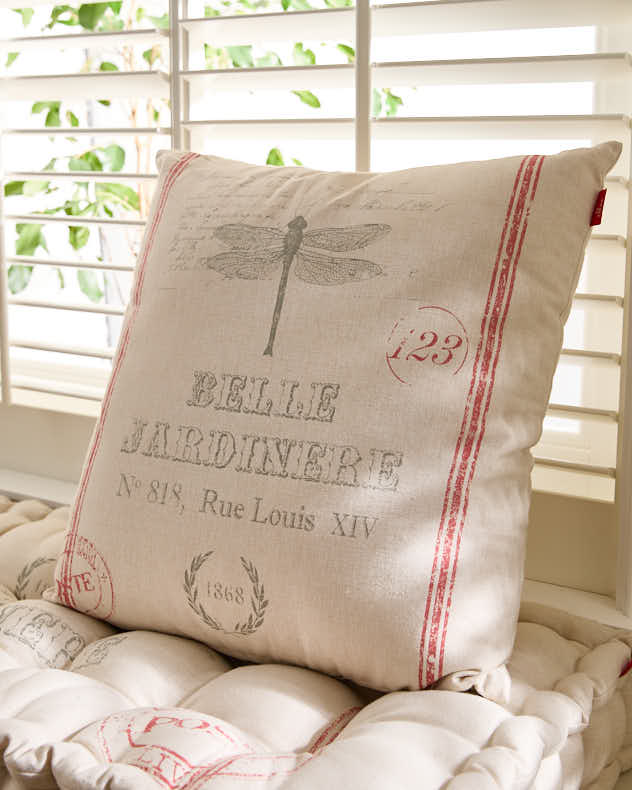 Natural & Red & Grey 100% Cotton & Polyester Cushions - Belle Jardinere Red Scatter Cushion