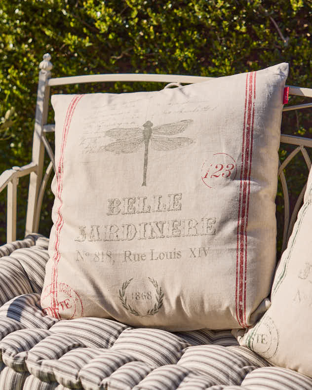 Natural & Red & Grey 100% Cotton & Polyester Cushions - Belle Jardinere Red Garden Cushion