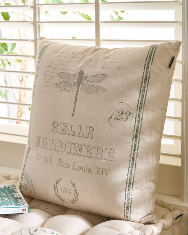 Natural & Green & Grey 100% Cotton & Polyester Cushions - Belle Jardinere Green Indoor Cushion