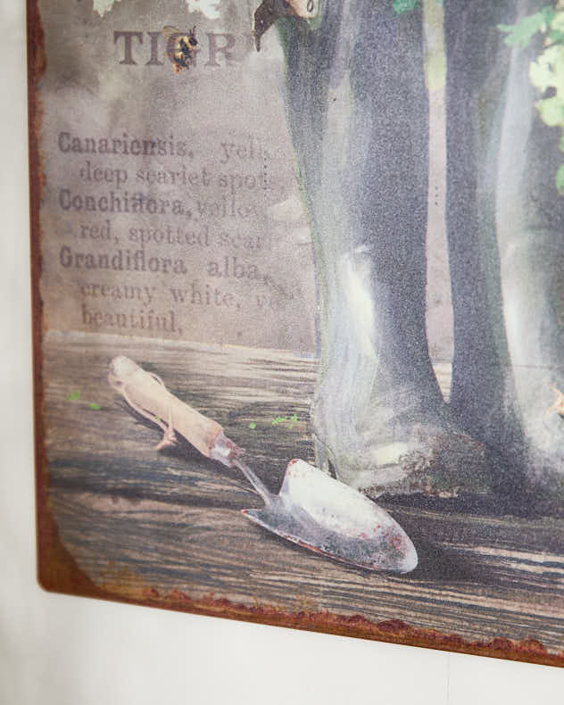 Distressed Metal Wellington Boots Garden Sign