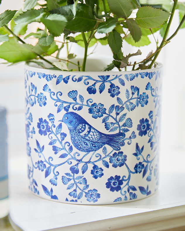 Vintage Style Blue Bird Planter