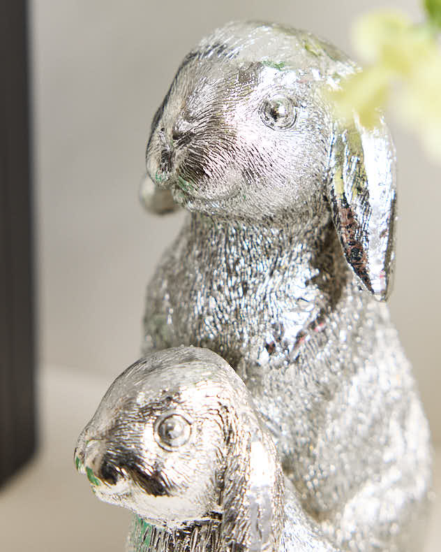 Garden Ornaments - Silver Rabbits Ornament