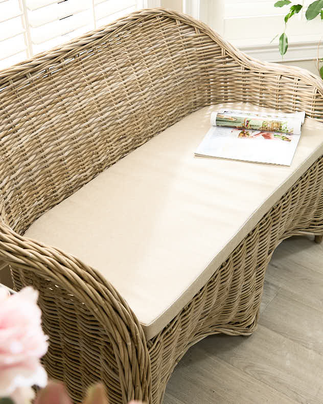 Curved Wicker Garden Bench