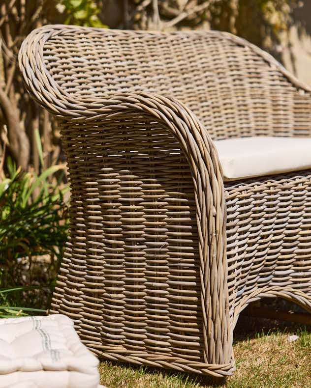 Curved Wicker Garden Bench