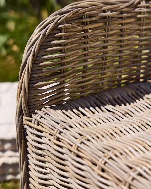 Curved Wicker Garden Bench