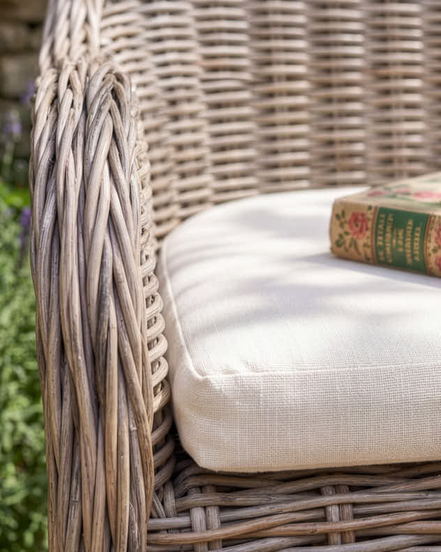 Curved Wicker Garden Bench