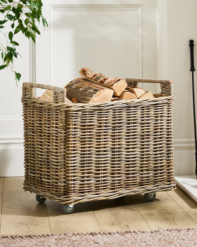 Log Basket with Handles & Wheels