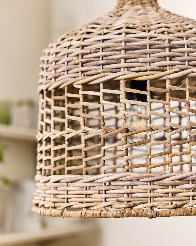 Tall Domed Wicker Pendant Light