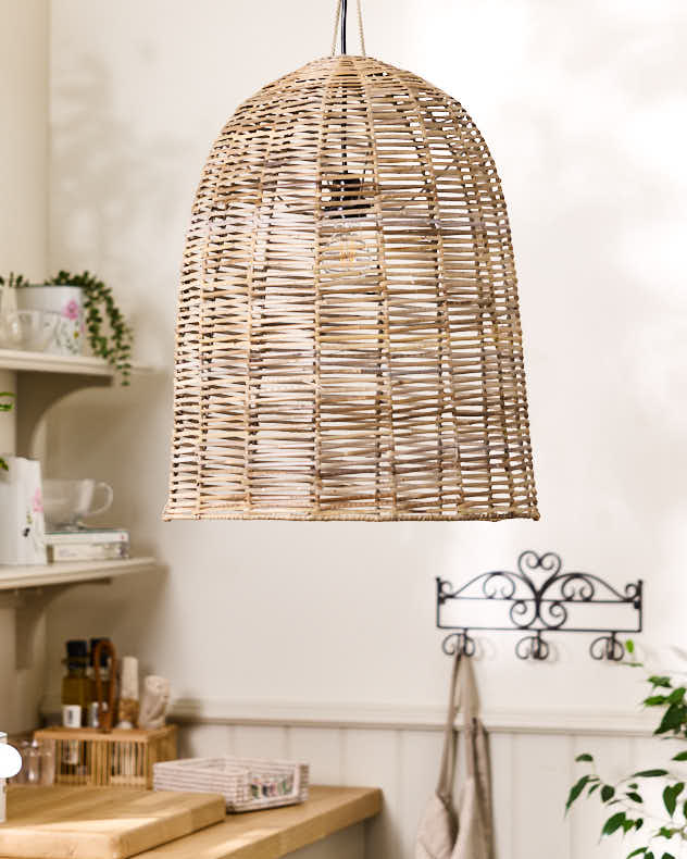 Wicker Ceiling Light Fixtures - Wicker Bell Pendant Light
