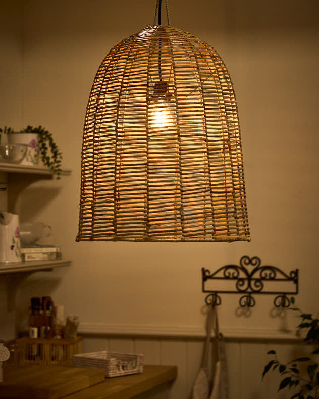 Ceiling Light Fixtures - Wicker Bell Pendant Light