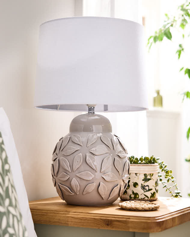 Grey Ceramic Floral Lamp