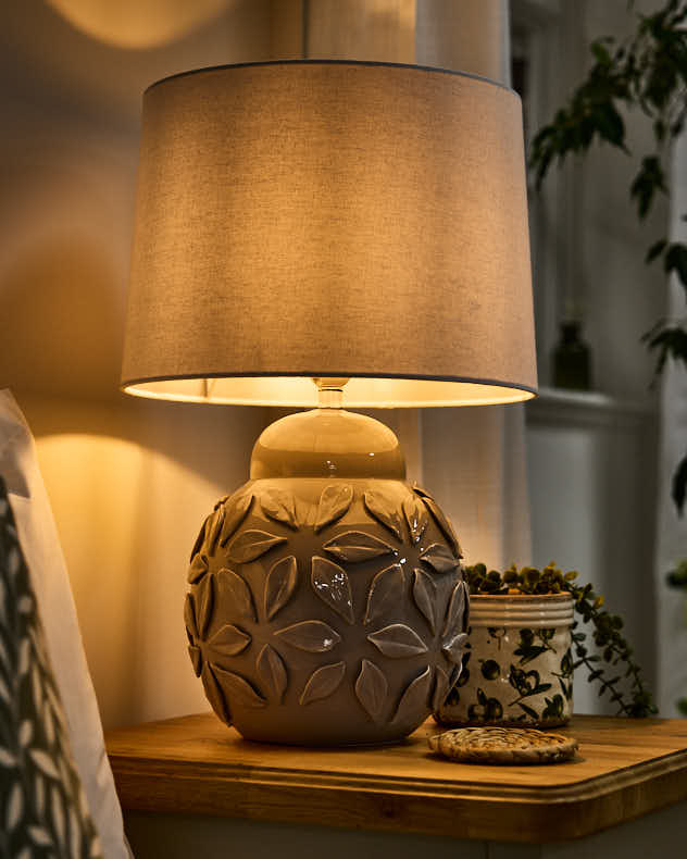 Grey Ceramic Floral Lamp