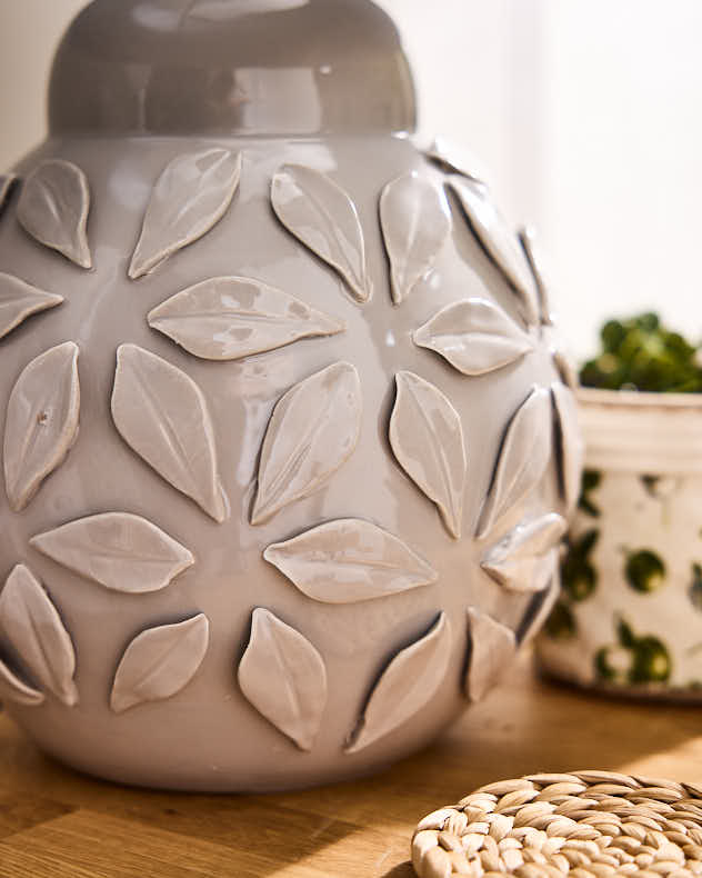 Grey Ceramic Floral Lamp