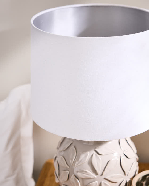 Grey Ceramic Floral Lamp