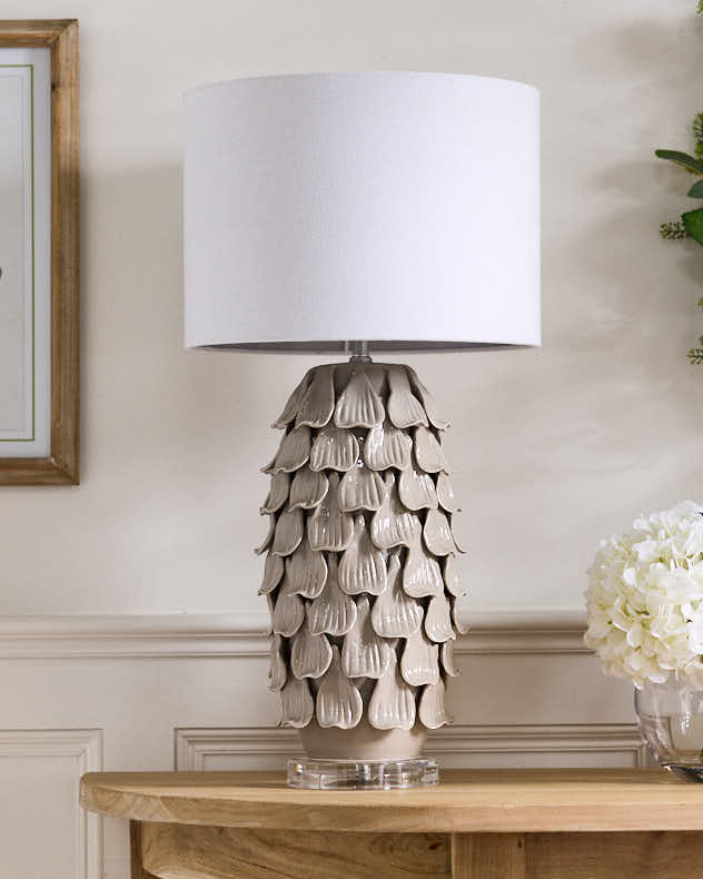 Grey Ceramic Petal Lamp