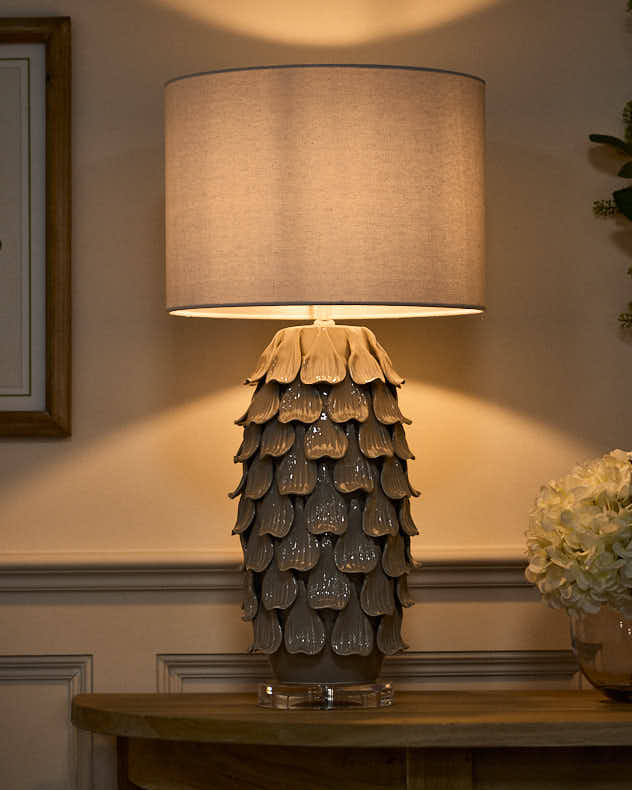 Grey Ceramic Petal Lamp