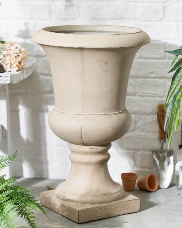 Beige Footed Urn Planter